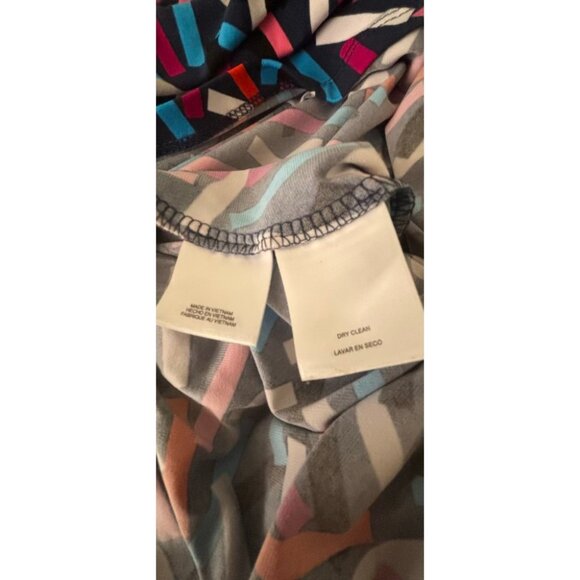 Anne Klein 16 Faux Wrap Dress Long Sleeve Multi-Color Work Wear 80's Vibes Party - Picture 4 of 8